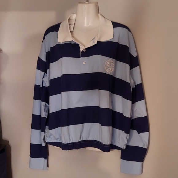 Forever 21 Stripe Women's Polo Shirt with Los Angeles CA Embroidery -NWT - Picture 6 of 7